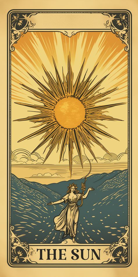 Kartu Tarot, Sun Tarot Card, The Sun Tarot Card, The Sun Tarot, Tarot Cards Art, Tarot Art, Card Drawing, Reading Tarot Cards, 壁紙 かわいい