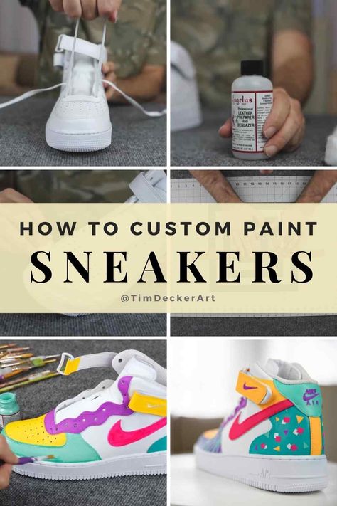 How To Paint On Shoes Diy, How To Paint Shoes With Acrylic Paint, How To Paint Sneakers, How To Paint Shoes Diy, Painting Boots Diy, Nike Custom Shoes Ideas, How To Paint Leather Shoes, Paint Shoes Diy, Diy Nike Shoes