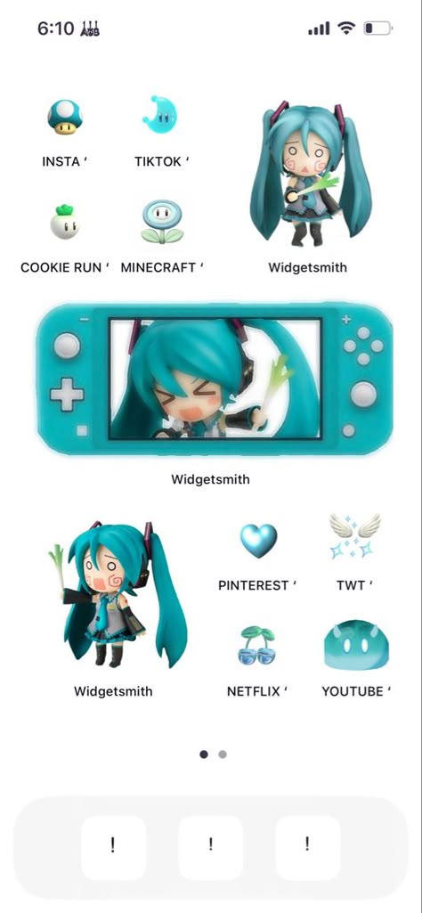 Pjsk Phone Layout, Miku Phone Layout, Hatsune Miku Homescreen Layout, Hatsune Miku Phone Layout, Miku Iphone Layout, Miku Phone Theme, Hatsune Miku Phone Theme, Miku App Icon, Vocaloid Homescreen Layout