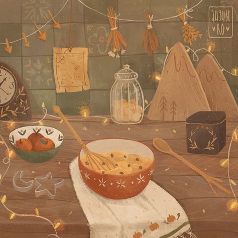 August Ro, Cooking Aesthetic, Autumn Illustration, Aesthetic Kitchen, Childrens Illustrations, الرسومات اللطيفة, Aesthetic Backgrounds, Cute Illustration, Children Illustration