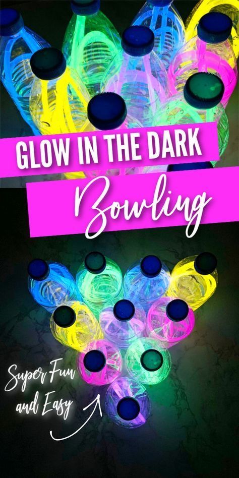 Glow Sticks Party Ideas, Glow N Dark Party Ideas, Glow In The Dark Bowling Diy, Glow In The Dark Party Ideas Preschool, Glow In The Dark Selfie Station, Glow Sticks Games, Glow Party Essentials, Crafts With Glow Sticks, Glow In The Dark Party Ideas Games