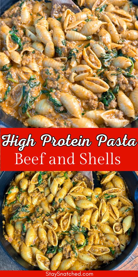 This hearty Beef and Shells recipe is made with ground beef and other high protein ingredients. This dish is a nutritious spin on classic comfort food. Enhanced with Greek yogurt for a creamy texture and added vegetables for extra nutrients, it’s ideal for weeknight dinners or meal prep. Whether you’re looking to fuel your workouts or feed a hungry family, this recipe is a balanced blend of flavors using everyday ingredients that everyone will love. High Protein Ground Beef Casserole, Healthy Dinners With Beef, Ground Beef Recipes Bulking, Beef Recipes Healthy Clean Eating, Cheap Healthy Meals For Picky Eaters, Healthy Family Dinners Ground Beef, Men’s High Protein Meal Prep, Low Cal Family Meals, Supper Ideas Easy Ground Beef Healthy