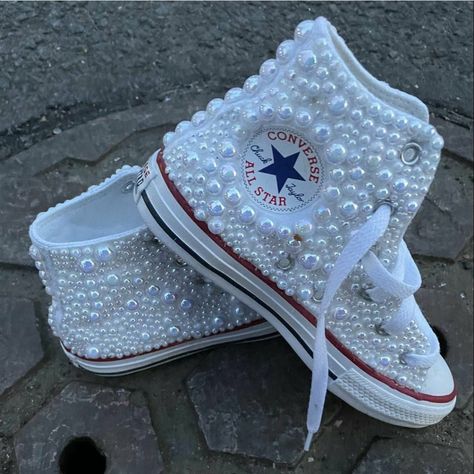 Custom Bling Out Flat Back Pearl Ab Mix Size Classic Converse. Plz Add As A Bundle After Purchasing To Discuss Any Changes Or Customized Design If Needed. Made To Order, Please Allow 2 Weeks To Ship. Also Available In Black. Flat White & White Ab, Metallic Gold, Metallic Silver, Gray & Gray Ab, Pink Ab, Cream, Black & Black Ab. Shoes With Jewels Bling, Glitter White Converse, Bedded Converse, Black And White Bling Converse Toddler, Converse With Pearls, Pink Glitter Converse, Converse Shoes Custom, Pearl Sneakers, Bedazzled Shoes Diy