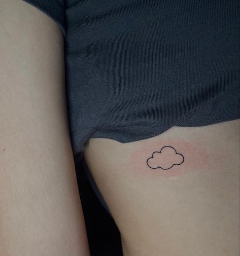 Cloud Tattoo Placement, Simple Storm Cloud Tattoo, Cloud Tattoo Behind Ear, Cloud Line Tattoo, Cloud Face Tattoo, Mini Cloud Tattoo, Cloud Tattoo Minimalist, In The Rain Reference, Tiny Cloud Tattoo