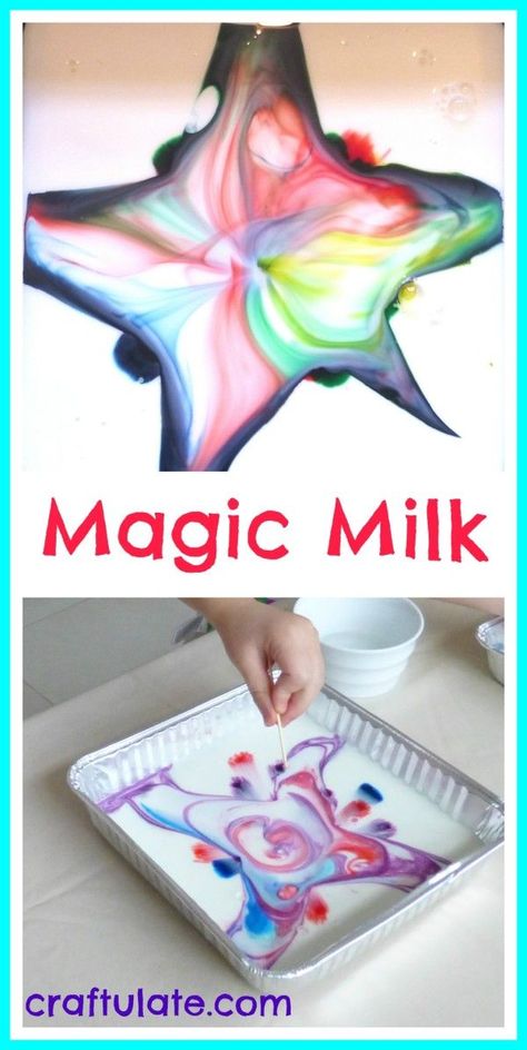 Magic Milk - a fun science experiment for little kids Milk Fireworks Experiment, Color Paddles Preschool Activities, Magic Milk, Science Experience, Science Week, Preschool Science Activities, Eyfs Activities, Simple Science, Science Experiments For Kids