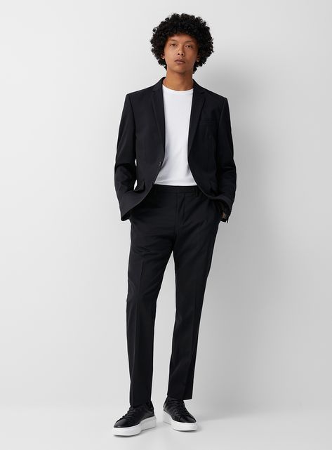 Solid black suit Semi-slim fit | Tiger of Sweden | Shop Men's Semi-Slim Fit Suits | Simons Latin Men, Black Suit Men, Suit Pin, Suits Men, Hybrid Design, Slim Fit Suits, Event Outfit, Elegant Styles, Black Suit