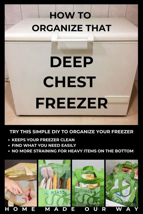 Deep Chest Freezer Organization - Home Made Our Way Organizing Freezer Chest, Deep Freezer Organization Ideas, Chest Freezer Storage, Deep Freezer Organization, Declutter Life, Freezer Storage Organization, Chest Freezer Organization, Simply Organized, Deep Freezer