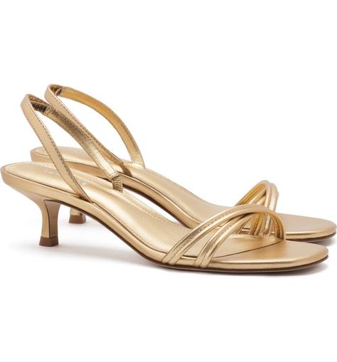 best gold strappy kitten heels Fancy Dress For Teens, Slingback Sandals, Jennifer Fisher, Denim Shoes, Princess Charlotte, Slingback Sandal, Shoes And Boots, Metallic Leather, Fashion Handbags