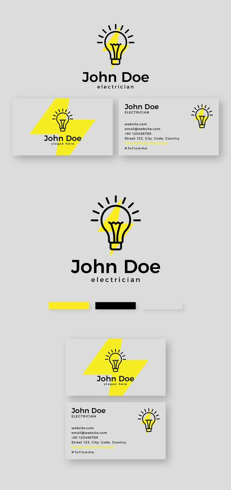 Electrician Business Card Design, Electrical Business Cards, Electrician Business Cards, Electrical Logo Design Ideas, Electricity Logo, Electrician Logo, Identity Card Design, Company Business Cards, Visiting Card Design