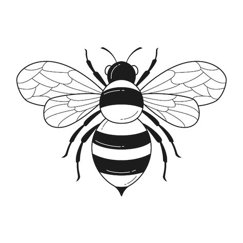 Bee Outline, Bee Template, Bee Sketch, Bee Svg, Bee Images, Bee Coloring Pages, Bee Drawing, Bee Illustration, Outline Illustration