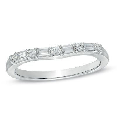 1/4 CT. T.W. Baguette and Round Diamond Alternating Contour Wedding Band in 14K White Gold Contour Wedding Band, Half Eternity Ring Diamond, Heart Shaped Pendant Necklace, Half Eternity Ring, Eternity Wedding Band, Wedding Rings Vintage, Heart Shape Pendant, Diamond Wedding Band, Diamond Stone