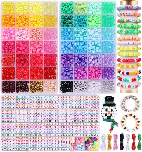 PRICES MAY VARY. 🚀Upgraded Kandi Bracelet Kit: Wuollgess pony beads for bracelets contains upgraded 28 Compartment 2 boxes of kandi beads in 56 unique colors, about 1000pcs A to Z letter beads, 20pcs round colorful heart beads, 20pcs colorful fruit beads, 6 colors nylon strings and 2 crystal strings, 1 scissor and tweezer. ☃️Rich and Special Colors: These pony beads kit have 56 different colors, including a variety of vibrant primary colors, pastel colors, and metallic colors, transparent, pear Kandi Christmas, Rainbow Kandi, A To Z Letter, Fruit Beads, Friendship Bracelet Kit, Z Letter, Kandi Beads, Making Friendship Bracelets, Pony Bead Bracelets