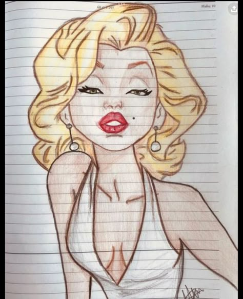 Celebrity Sketches Easy, 90s Drawings, Marilyn Monroe Illustration, Drawing Celebrities, Marilyn Monroe Drawing, Color Drawing Art, Meaningful Drawings, Graffiti Drawing, Easy Drawings Sketches