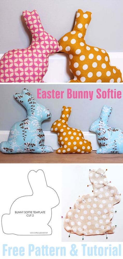 Easter Bunny Softie - Tutorial & Pattern Sewing Toys Easy, Best Sewing Projects, Christmas Decorations Sewing, Bunny Friends, Easter Egg Pattern, Bunny Soft Toy, Softie Pattern, Soft Toy Patterns, Cute Sewing Projects