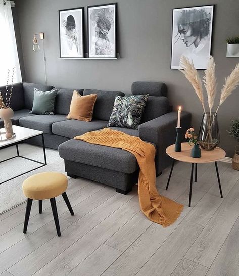 Living Room Designs Small Spaces Apartment, Long Living Room Design, Living Room Black White, Small Spaces Apartment, Home Sala, Grey Living Room Ideas, Apartment Color Schemes, Modern Bohemian Living Room, Fake Plants Decor Bedroom