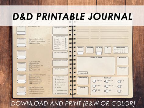 Dnd Spell Template, Dnd Character Book Diy, Dnd Book Diy, Dnd Character Journal Diy, Dnd Binder Organization, Dnd Character Journal Pages, Dnd Character Book, D&d Printables, D&d Notebook