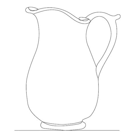 Jug Sketch Drawing, Water Jug Drawing, Jug Sketch, Pitcher Tattoo, Jug Tattoo, Jug Drawing, Cup Drawing, Lounge Art, Outline Pictures