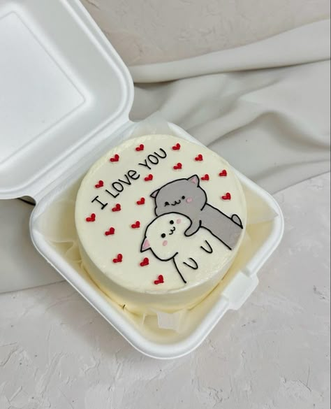 I Love You Bento Cake, Bday Cake Simple, Bento Cake Design For Boyfriend, Birthday Cake Women, Decorated Birthday Cakes, Simple Cake Decorating Ideas, Small Birthday Cake, Cake Women, Birthday Cake Simple