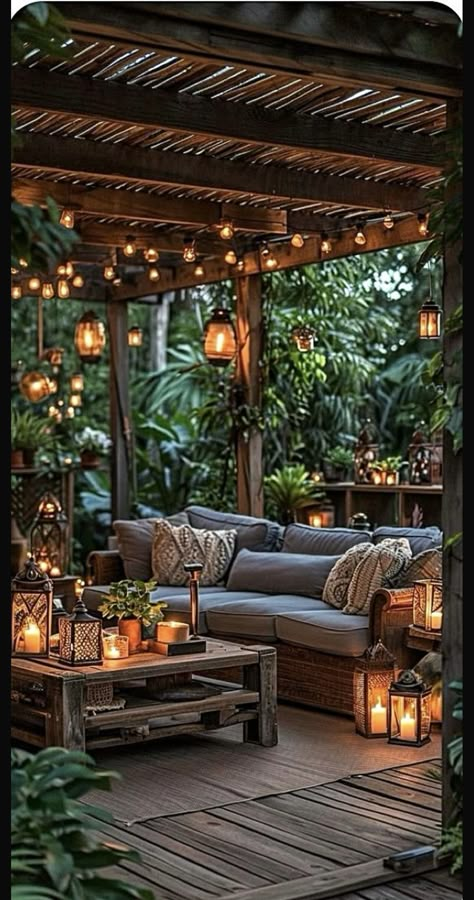 Decor Makeover, Patio String Lights, Cozy Backyard, Lounge Lighting, Backyard Inspiration, Patio Lounge, Outdoor Living Room, Vintage Bedroom, Outdoor Decor Backyard