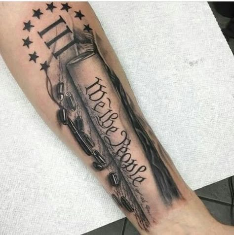 Tactical Tattoos For Men, County Tattoo Ideas, 1776 Tattoos For Men, 1776 Tattoo, We The People Tattoo, Military Sleeve Tattoo, Tennessee Tattoo, American Flag Sleeve Tattoo, Shoulder Armor Tattoo