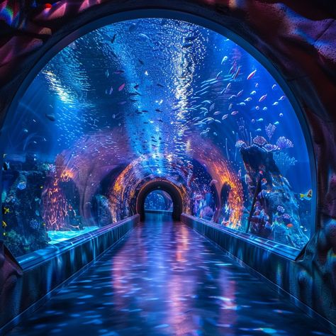 Underwater Tunnel View: A mesmerizing #UnderwaterTunnel with vibrant #BlueLights illuminating the path and teeming with #MarineLife. #Aquarium #AIArt #AIPhoto #StockCake ⬇️ #Download and 📝 #Prompt 👉 https://stockcake.com/i/underwater-tunnel-view_1127477_512607". Sea Plants Underwater, Aquarium Tunnel, Underwater Tunnel, Urban Dog, Sci Fi Book, Sea Plants, Blue Lights, Image Downloads, Paper Sculpture