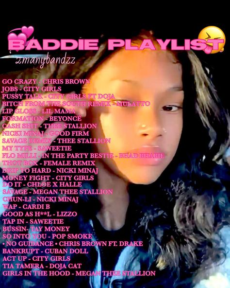 Baddie Playlist, Party Music Playlist, Rap Music Playlist, Music Suggestions Instagram Story, Rap Playlist, Summer Songs Playlist, Music Suggestions, Playlist Names Ideas, Therapy Playlist