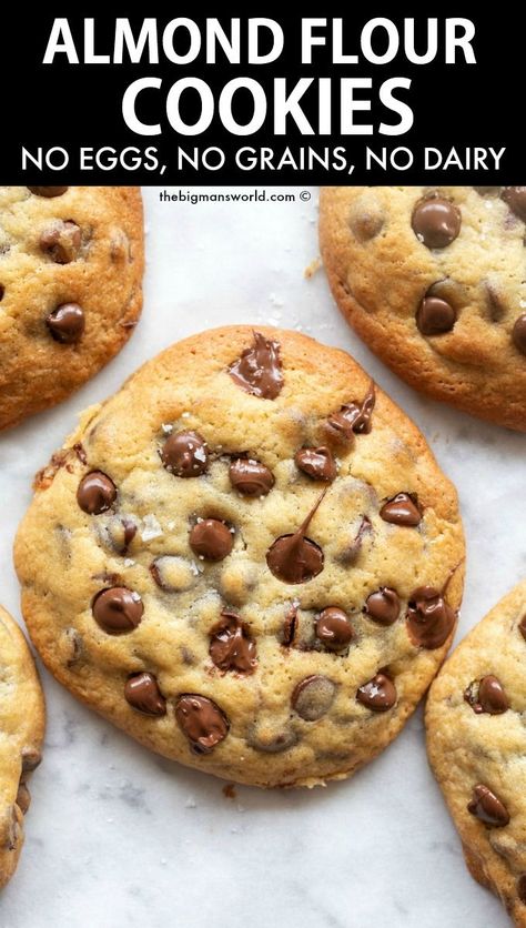 Dolce Poche Calorie, Almond Flour Chocolate Chip Cookies, Almond Flour Cookies, No Flour Cookies, Healthy Cookie Recipes, Almond Flour Recipes, No Dairy, Keto Sweets, Gluten Free Sweets