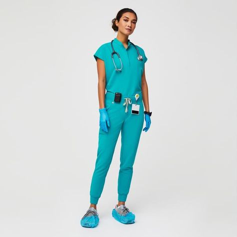 Women's Scrubs - Premium Medical Uniforms & Apparel · FIGS Teal Scrubs, Nurse Gear, Scrubs Outfit, Zipper Lock, Medical Outfit, Time To Leave, Trouser Pocket, Lab Coats, Medical Uniforms