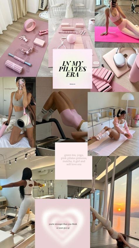 Workout Aesthetic Collage, Workout Aesthetic Pink, Prayer For Health, Pilates Outfit, Fitness Vision Board, Pink Gym, Manifesting Vision Board, Vision Board Goals, Pink Workout