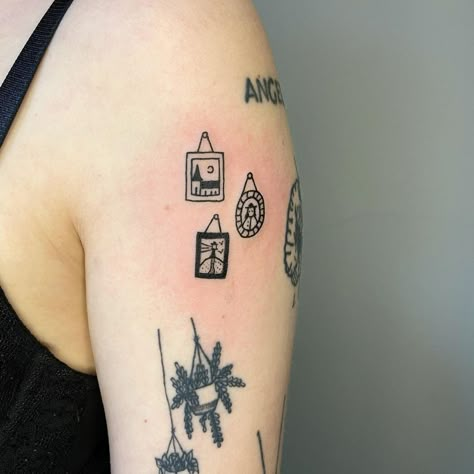 Tattoos For Journalist, Furniture Tattoo Design, Interior Design Tattoo Ideas, Positive Negative Tattoo, Exmormon Tattoo, Artist Tattoos For Women, Midcentury Tattoos, Tattoo For Designers, Arm Tats For Women Small Tattoos