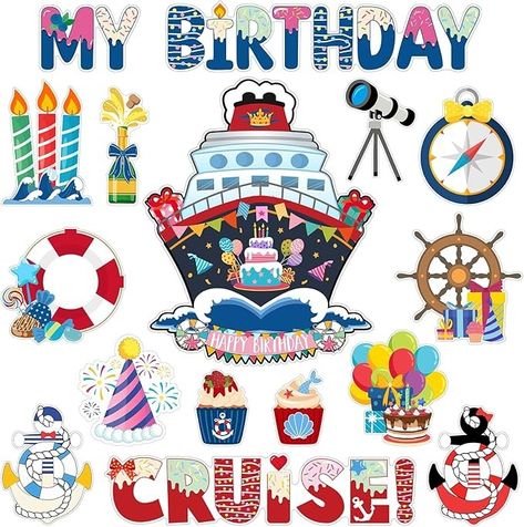 Amazon.com: XLSXEXCL 16 Pcs Birthday Cruise Door Decorations Magnet Stickers, Cute Captain Sea Navigation Car Door Decors Magnetic Cruise Accessories Must Haves for Birthday Carnival Party Supplies Favors : Home & Kitchen Disney Cruise Birthday Door Decorations, Disney Cruise Birthday, Birthday Door Decorations, Sea Theme Party, Cruise Design, Cruise Accessories, Cruise Magnets, Ship Steering Wheel, Cruise Door Magnets