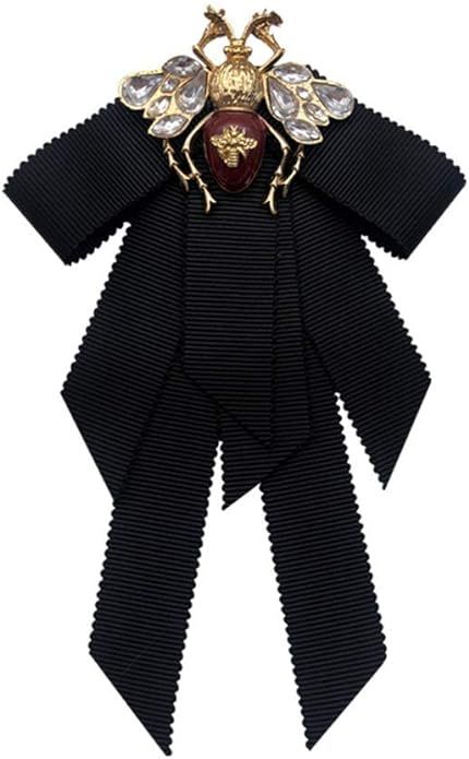 Amazon.com: Bee bow brooches with Rhinestone bow tie brooch Ribbon bow tie for party Clothing accessories (Black): Clothing, Shoes & Jewelry Tie Brooch, Lapel Pins Suit, Tie For Women, Women's Uniforms, Victorian Costume, Black Bow Tie, Bee Brooch, Bow Tie Collar, Vintage Ribbon