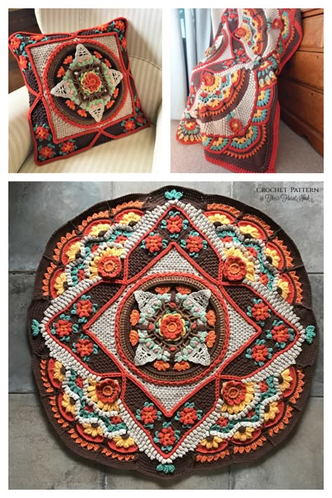 Marigold Desert Throw Crochet Pattern Mexican Crochet Pattern, Crocheted Pillows, Macrame Wood, Throw Crochet, Leaves Jewelry, Rope Macrame, Weaving Embroidery, Crafty Fox, Beads Crochet