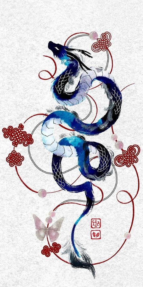 Chinese Water Dragon Art, Iphone Wallpaper Dragon, Japanese Dragon Design, Japanese Dragons, Japanese Drawing, Minimal Tattoo Designs, Dragon Japanese, Dragon Painting, Dragon Poster