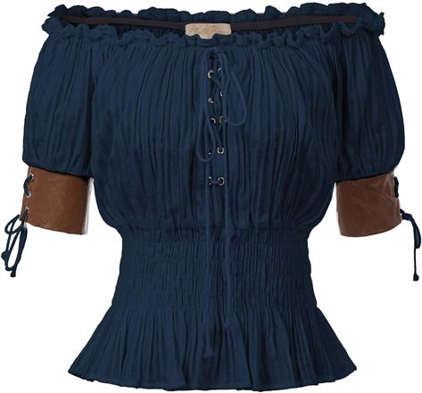 Belle Poque Renaissance Shirt Women Pirate Puff Sleeve Steampunk Top Blouse Navy Blue S at Amazon Women’s Clothing store Pirate Blouse Women, Pirate Blouse, Pirate Clothes, Women Pirate, Steampunk Top, Pirate Outfit, Pirate Shirts, Amazon Women, Shirt Women