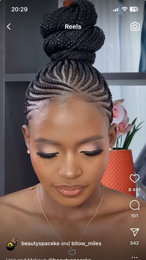 Fishtail Bolla With Braids, Ganians Lines Style, Bridal Cornrow Hairstyles, Ghanian Lines Hairstyles Latest Ponytail, Black Hair Cornrow Styles, Cornrow Hairstyles Half Up Half Down, Suku Hairstyle With Attachment, Weaving Hair Styles Without Attachment, Shuku Braids Styles