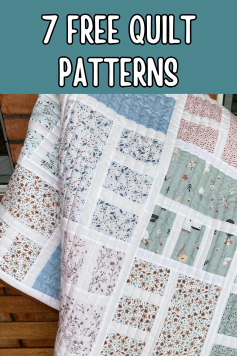 Discover an array of free quilt patterns! From traditional blocks to contemporary designs, explore a wealth of options for quilting enthusiasts of all skill levels. Download patterns for quilts, wall hangings, and more, and embark on your next creative project with inspiration and excitement! Large Pattern Quilt Blocks, Quilts For Large Scale Prints, Quilt Patterns With 4 Fabrics, Diy Lap Quilts Free Pattern, 2 Fabric Quilts Patterns, Bed Quilting Designs Patterns, Free Throw Quilt Patterns, Directional Fabric Quilt Patterns, Annie’s Quilt Patterns