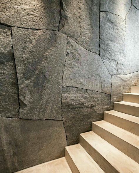 Room Wall Decoration Ideas, Artificial Stone Wall, Rock Veneer, 3d Stone Wall, Stone Veneer Wall, Stairs Wall, Gorgeous Living Room, Modern Restaurant Design, Stone Ideas