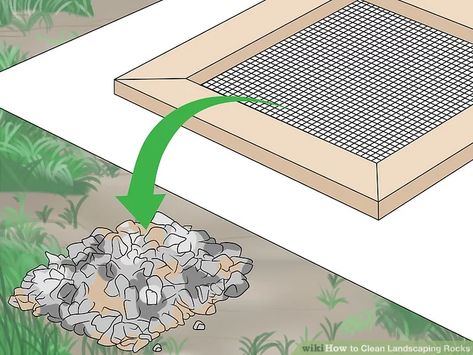 3 Ways to Clean Landscaping Rocks - wikiHow Flower Pot Fountain, Clean Landscaping, Quarter Bathroom, Pot Fountain, Rock Walkway, Rock Mulch, Rock Flower Beds, Building A Garden, Landscaping Rocks