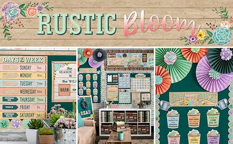 Rustic Bloom Classroom Theme, Bloom Bulletin Board, Bloom Calendar, Bloom Theme, Calendar Bulletin Boards, Bulletin Board Sets, Teacher Created Resources, Homeschool Organization, Paper Fans