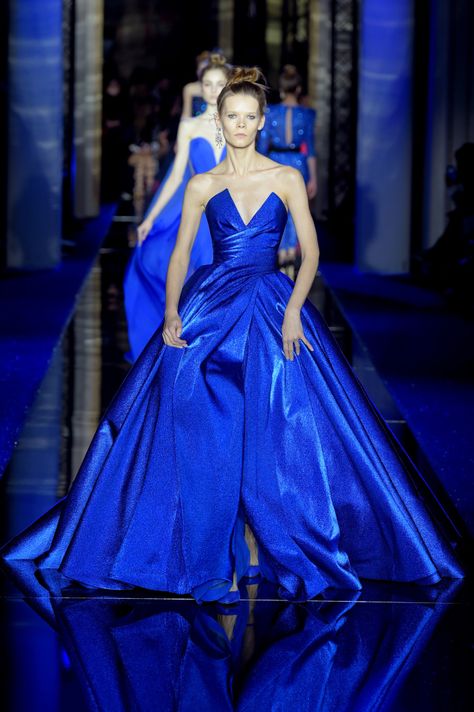 Zuhair Murad Couture Spring 2017 – WWD Blue Gowns, Prom Blue, Zuhair Murad Couture, Beauty Boost, Ultramarine Blue, Power Of Makeup, Long Dress Design, Fashion Gowns, Trendy Dress