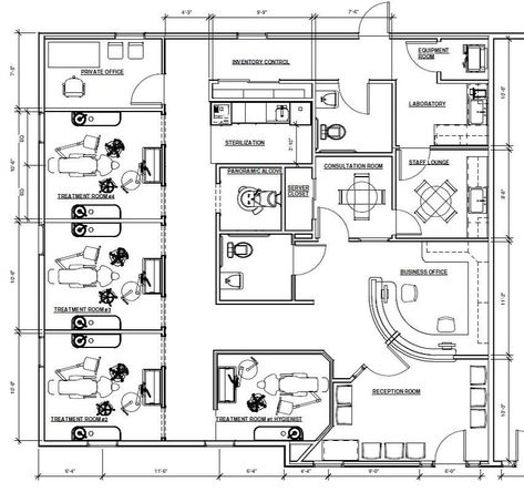 Dentist Office Design Interiors, Hospital Floor Plan, Design Office Space, Hospital Plans, Waiting Room Design, Pediatric Dental Office, Studio Medico, Dentist Office Design, Office Floor Plan