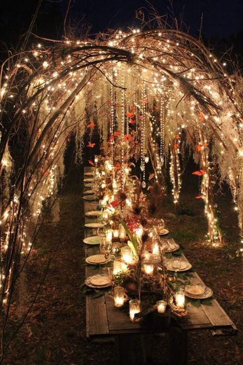 Wedding Dresses With Flowers Detail, Woodland Proposal, Observatory Wedding, Candles And Lights, Enchanted Forest Decorations, Fairy Ball, Cottagecore Wedding, Enchanted Forest Wedding, Outdoor Fall Wedding