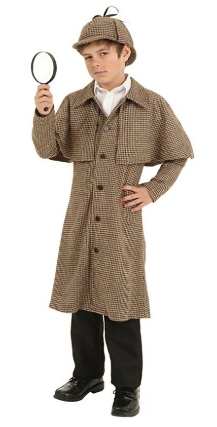 book character costumes for kids Sherlock Holmes Outfit, Halloween Pumpkin Contest, Sherlock Holmes Costume, Detective Costume, Detective Sherlock Holmes, Purim Costumes, Famous Detectives, Boys Halloween Costumes, Book Character Costumes