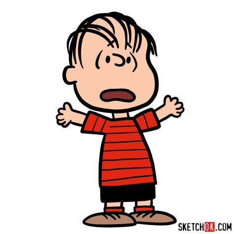 How to draw Linus van Pelt | Peanuts - Step by step drawing tutorials Peanuts Art Style, Drawing Peanuts Characters, How To Draw Charlie Brown Characters, How To Draw Linus Charlie Brown, Cartoon Characters Drawing, Linus Charlie Brown, Linus Charlie Brown Svg, Peanuts Cartoon Characters, Linus Peanuts