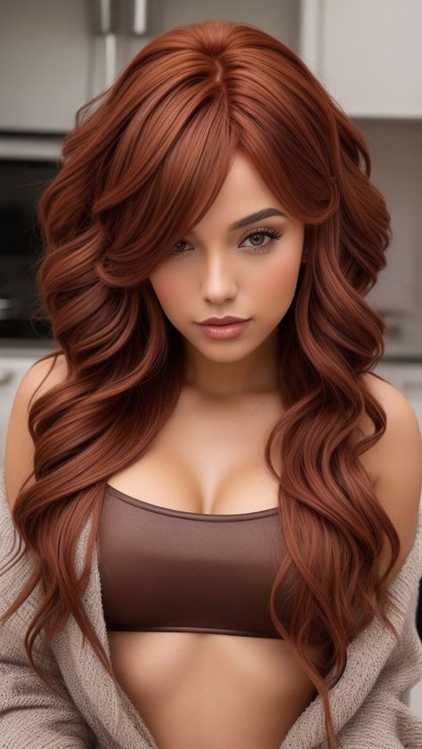 Chocolate Copper Hair Styles Edgy Hair Color Ideas, Copper Balayage Brunette, Edgy Hair Color, Cowboy Copper, Rambut Brunette, Ginger Hair Color, Red Haired Beauty, Copper Hair Color, Long Red Hair