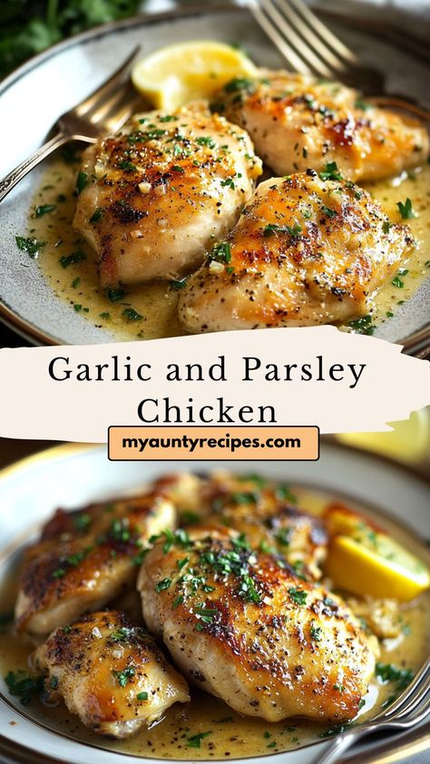 Savor the simplicity of this parsley garlic chicken, where bold flavors meet wholesome ingredients. With tender chicken cooked to perfection and seasoned with fresh herbs, this dish is a go-to for health-conscious foodies. Pair it with roasted vegetables or a side salad for a complete, balanced meal. Parsley Chicken, Herb Chicken Recipes, Parsley Recipes, Garlic Herb Chicken, Herb Roasted Chicken, Herb Chicken, Balanced Meals, Tasty Recipe, Garlic Herb