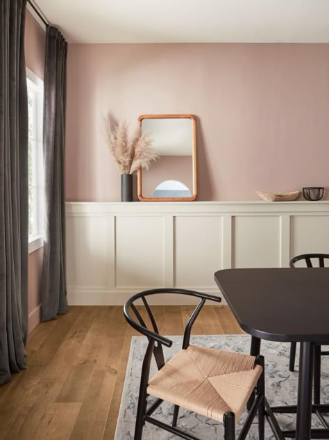 Pink Paint Colors Sherwin Williams, 2022 Color Palette, Rose Paint Color, 2024 Color Palette, Pink Painted Walls, Pink Dining Rooms, Pink Accent Walls, Pink Paint Colors, Craftsman Interior