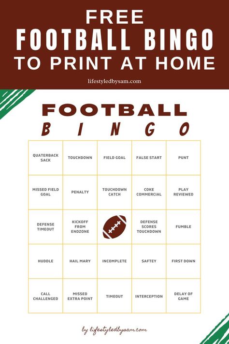 Graphic image of football bingo cards Super Bowl Party Games Free Printables, Super Bowl Printables, Super Bowl Bingo Cards, Football Party Desserts, Football Party Food Appetizers, Football Bingo, Luxury Campaign, Super Bowl Bingo, Football Party Recipes