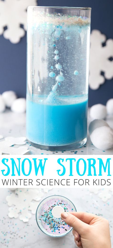 When the weather is too cold to make it outside for play, enjoy simple winter science inside! Set up an invitation to make a winter snow storm in a jar science experiment. Kids will love creating their own snowstorm with common household supplies, and they can even learn a bit about simple science in the process too. Find everything you need below to get started. Snow Storm In A Jar, Storm In A Jar, Edible Science, Weather Experiments, Weather Activities Preschool, Vetenskapliga Experiment, Science Experiments Kids Preschool, Winter Science Activities, Weather Activities For Kids